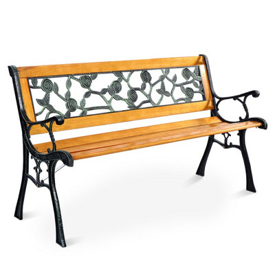 Costway Outdoor Garden Bench Loveseat 2 Seater Park Chair Wood Slats Seat Weather Proof