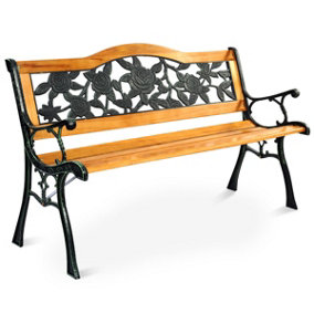 Costway Outdoor Garden Bench Loveseat 2 Seater Park Chair Wood Slats Seat Weather Proof