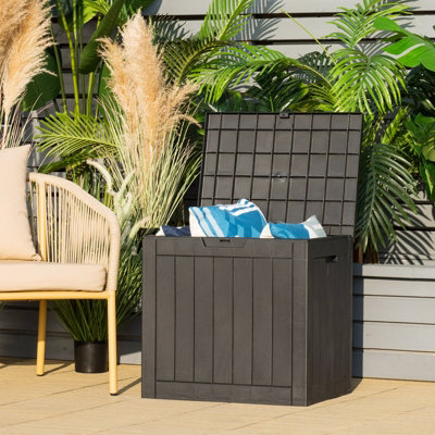 idooka 336L Large Outdoor Patio Garden Deck Waterproof Plastic Storage Box  Blanket Container Chest On Wheels