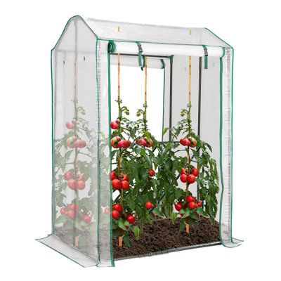 COSTWAY Outdoor Greenhouse Walk-in Garden Greenhouse w/ 2 Zippered Roll up Doors