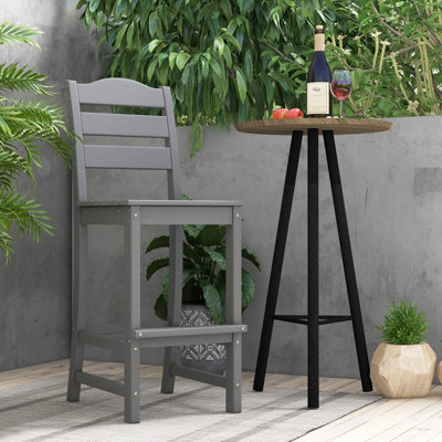 Costway Outdoor HDPE Bar Stool Patio Tall Bar Chair w/ Backrest Footrest All Weather