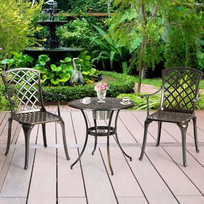 Costway Outdoor Metal Dining Chairs Set of 2 Cast Aluminum Patio Chairs - 3