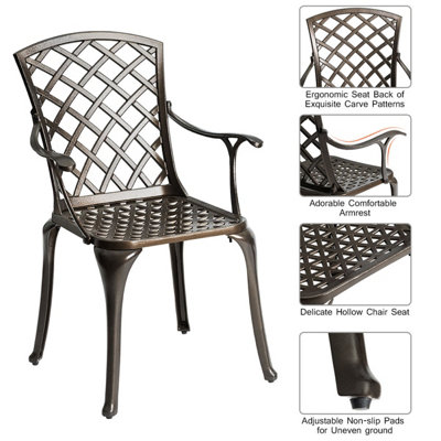 Costway Outdoor Metal Dining Chairs Set of 2 Cast Aluminum Patio Chairs - 6