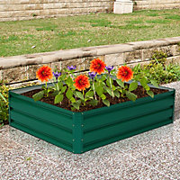 Costway Outdoor Metal Raised Garden Bed Rectangular Elevated Flower Herbs Planter Box