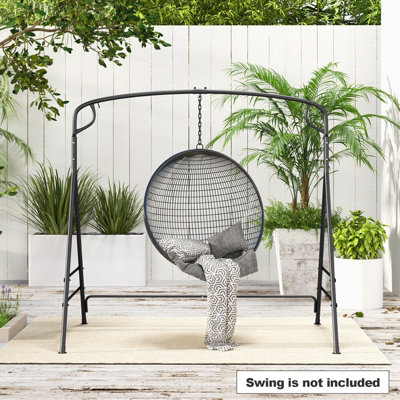 Costway Outdoor Metal Swing Frame Sturdy A Shaped Porch Swing Stand w Extra Side Bars