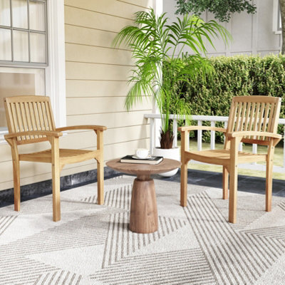 COSTWAY Outdoor Patio Chair Teak Wood Armchair with Slatted Seat Wooden ...