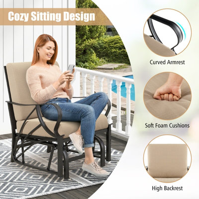 Costway Outdoor Patio Glider Ergonomic Design Single-person Rocking ...