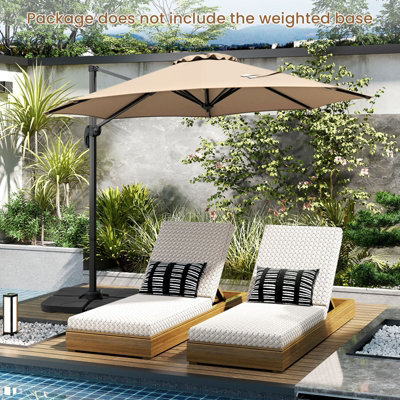 COSTWAY Outdoor Patio Parasol 294 x 248 cm Cantilever Umbrella w/ Cross ...