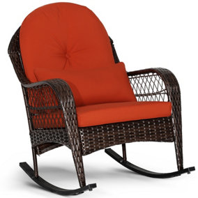 Costway Outdoor Patio Rattan Chair Wicker Sturdy Rocking Armchair Garden Furniture Set