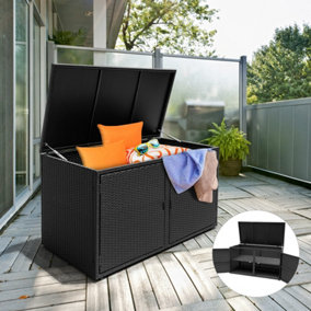 Costway Outdoor PE Wicker Storage Box 330L Garden Patio Storage Container