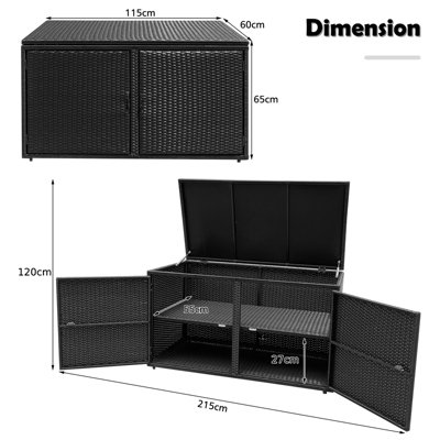 Costway Outdoor PE Wicker Storage Box 330L Garden Patio Storage Container