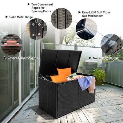 Costway Outdoor PE Wicker Storage Box 330L Garden Patio Storage Container