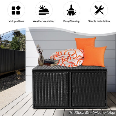 Costway Outdoor PE Wicker Storage Box 330L Garden Patio Storage Container