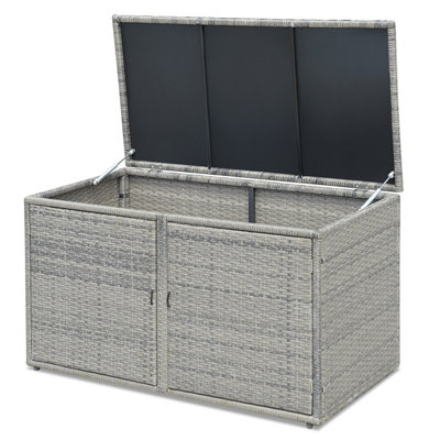 Costway Outdoor PE Wicker Storage Box 330L Garden Patio Storage Container