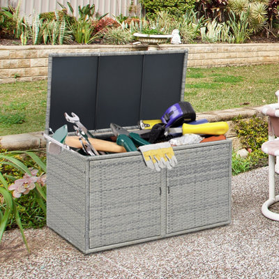 Costway Outdoor PE Wicker Storage Box 330L Garden Patio Storage Container