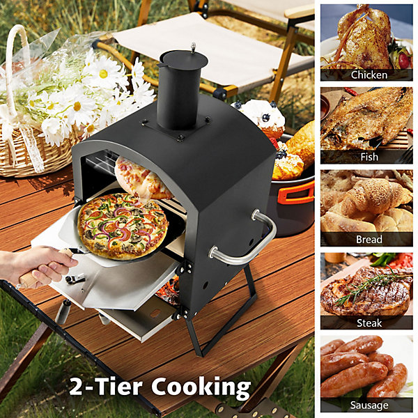 Costway Outdoor Pizza Oven 2-layer Pizza Oven Wood Fired Costway Outdoor Pizza Oven 2-layer Pizza Oven Wood Fired