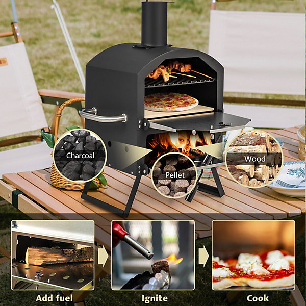 Costway Outdoor Pizza Oven 2-layer Pizza Oven Wood Fired Costway Outdoor Pizza Oven 2-layer Pizza Oven Wood Fired