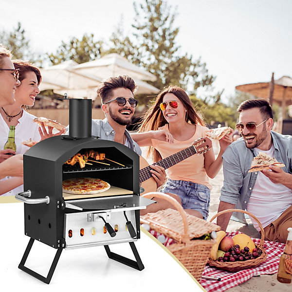 Costway Outdoor Pizza Oven 2-layer Pizza Oven Wood Fired Costway Outdoor Pizza Oven 2-layer Pizza Oven Wood Fired