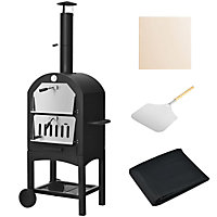 Costway Outdoor Pizza Oven Wood-fired Pizza Maker Pizza Stone with Waterproof Cover