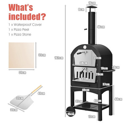 Costway Outdoor Pizza Oven Wood-fired Pizza Maker Pizza Stone with Waterproof Cover