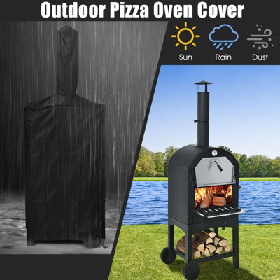 Costway Outdoor Pizza Oven Wood-fired Pizza Maker Pizza Stone with Waterproof Cover - 5