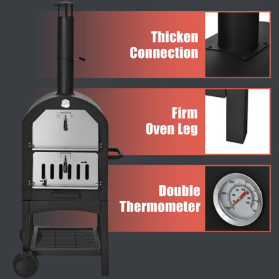 Costway Outdoor Pizza Oven Wood-fired Pizza Maker Pizza Stone with Waterproof Cover - 6