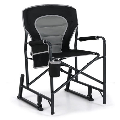 COSTWAY Outdoor Rocker Camping Chair Portable Foldable Rocking Chair-Black