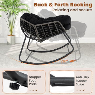 COSTWAY Outdoor Rocking Chair Oversized Patio PE Wicker