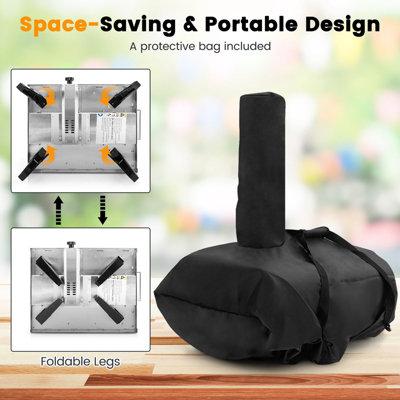 Costway Outdoor Rotatable Pizza Oven w/ 30cm Pizza Stone Multi-Fuel Wood Pellet Pizza Stove