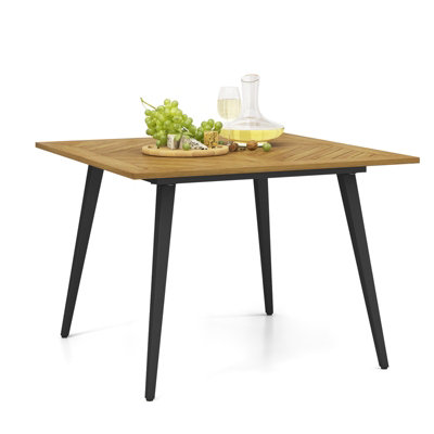 Costway Outdoor Square Dining Table Acacia Wood Patio Bistro Table w ...