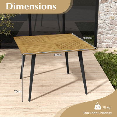 Costway Outdoor Square Dining Table Acacia Wood Patio Bistro Table w ...