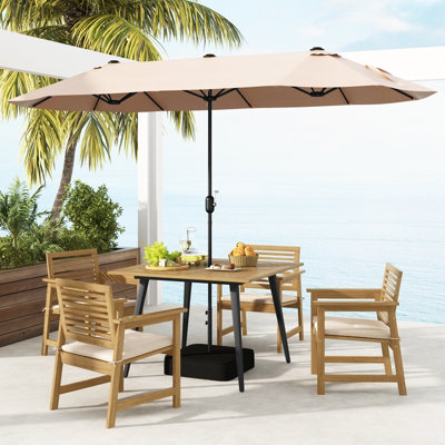 Costway Outdoor Square Dining Table Acacia Wood Patio Bistro Table w ...