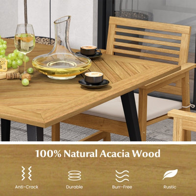 Costway Outdoor Square Dining Table Acacia Wood Patio Bistro Table w ...