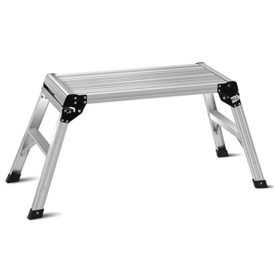 Costway Outdoor Step Stool Aluminum Platform Folding Work Bench Stool Ladder