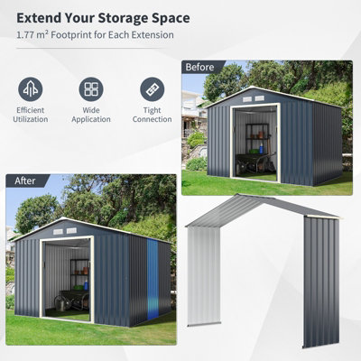 Costway Outdoor Storage Shed Extension Kit for 203 cm Shed Width Increased Storage Space