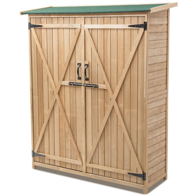 Costway Outdoor Storage Shed Garden Patio WoodenTool Cabinet W/Double ...