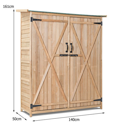 Costway Outdoor Storage Shed Garden Patio WoodenTool Cabinet W/Double Doors Lockable