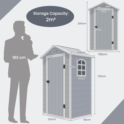 Costway Outdoor Storage Shed Weather Resistant Garden Shed w/ Lockable Door& Air Vents