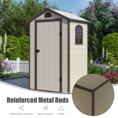 Costway Outdoor Storage Shed Weather Resistant Garden Shed w/ Lockable Door& Air Vents