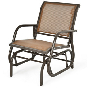 Costway Outdoor Swing Glider Chair Patio Garden Rocking Chair w/ Metal Frame