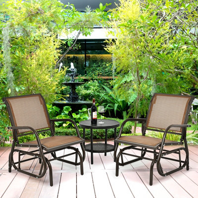 Costway Outdoor Swing Glider Chair Patio Garden Rocking Chair w/ Metal ...