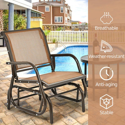 Costway Outdoor Swing Glider Chair Patio Garden Rocking Chair w/ Metal ...