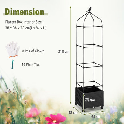 Costway Outdoor Tomato Cage Plant Support Raised Garden Bed W/ Trellis ...