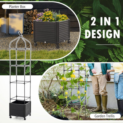 Costway Outdoor Tomato Cage Plant Support Raised Garden Bed W/ Trellis ...