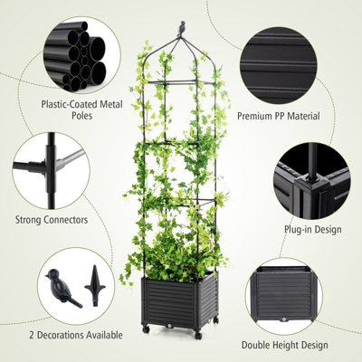 Costway Outdoor Tomato Cage Plant Support Raised Garden Bed W/ Trellis ...