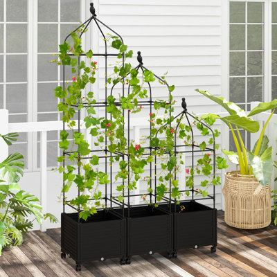 Costway Outdoor Tomato Cage Plant Support Raised Garden Bed W/ Trellis ...