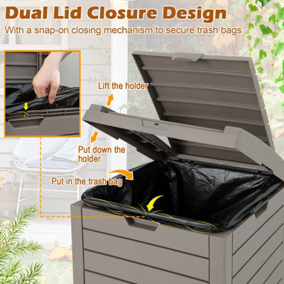 Costway Outdoor Trash Waste Bin 124 L Large Trash Bin with Lid & Pull-out Liquid Tray - 7