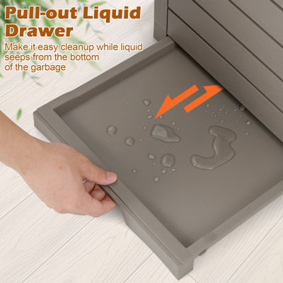 Costway Outdoor Trash Waste Bin 124 L Large Trash Bin with Lid & Pull-out Liquid Tray - 8