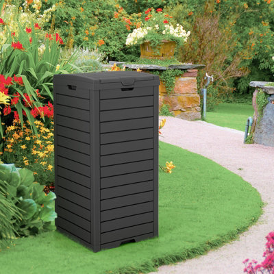 Costway Outdoor Trash Waste Bin 140 L Large Trash Bin with Lid & Pull-out Liquid Tray - 3