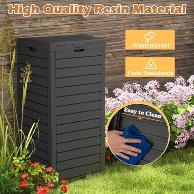 Costway Outdoor Trash Waste Bin 140 L Large Trash Bin with Lid & Pull-out Liquid Tray - 6